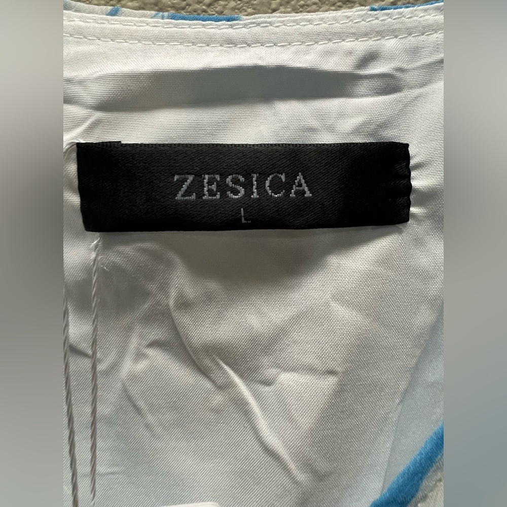 Zesica - Large - New With Tags - Blue Floral Midi Dress with Belt - Picture 5 of 13